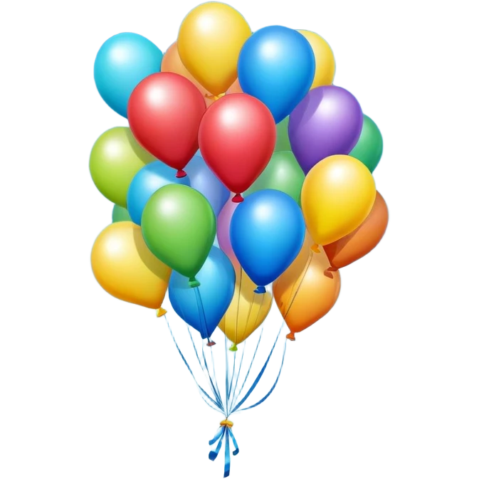 Colorful balloons floating upward in the blue sky emoji