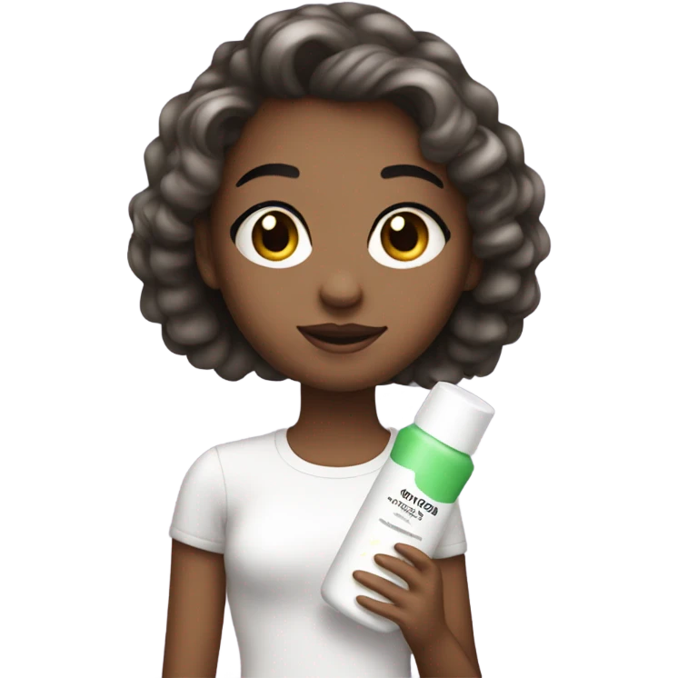 White emoji cute girl makeup holding shampoo  emoji