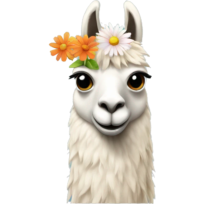 Llama with a flower emoji