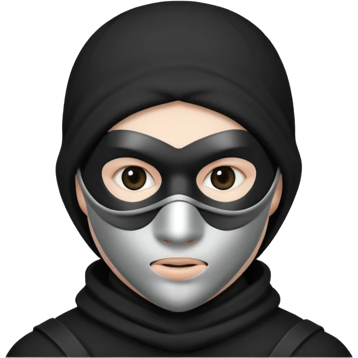 thief with mask in black and white emoji