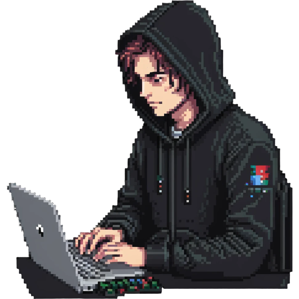 hacker with laptop and code emoji