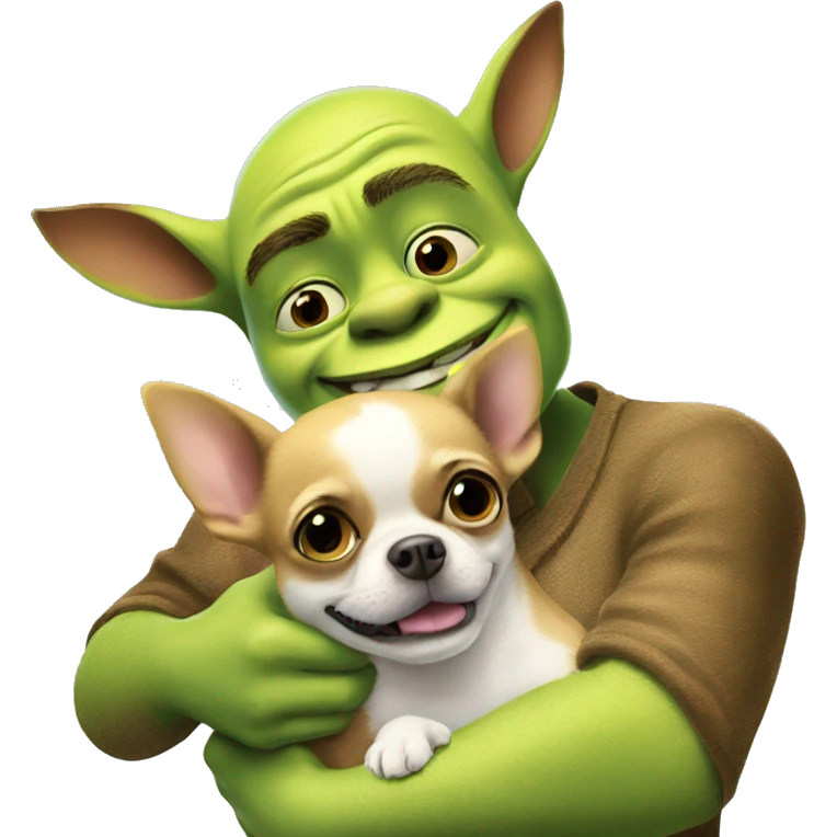 Shrek is hugging chihuahua emoji