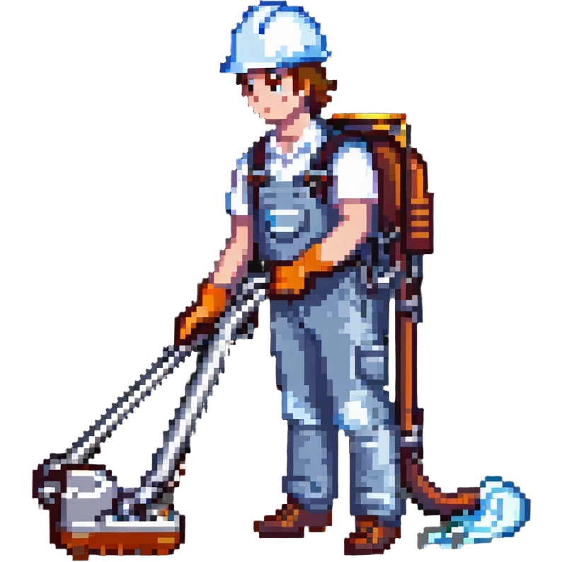 construction apprentice vacuum cleaning the floor emoji