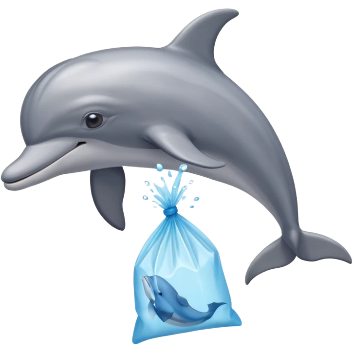 dolphin with plastic bag emoji
