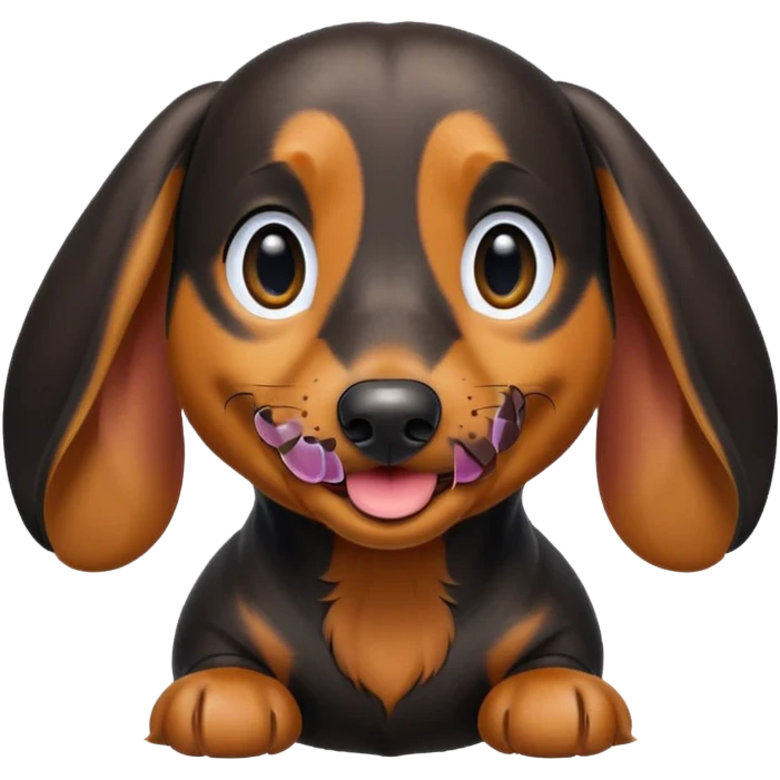 Black and tan dachshund smiling emoji