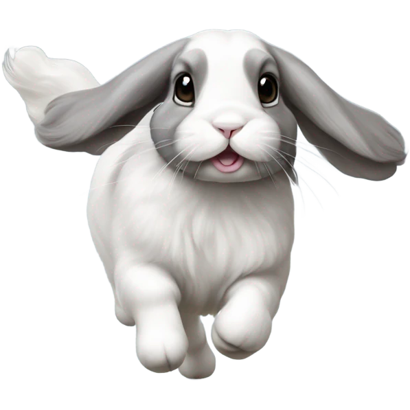 Grey holland lop running away emoji