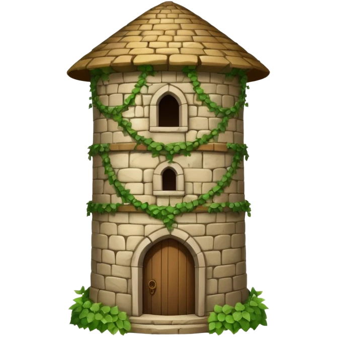 A medieval round tower covered in ivy vines. emoji