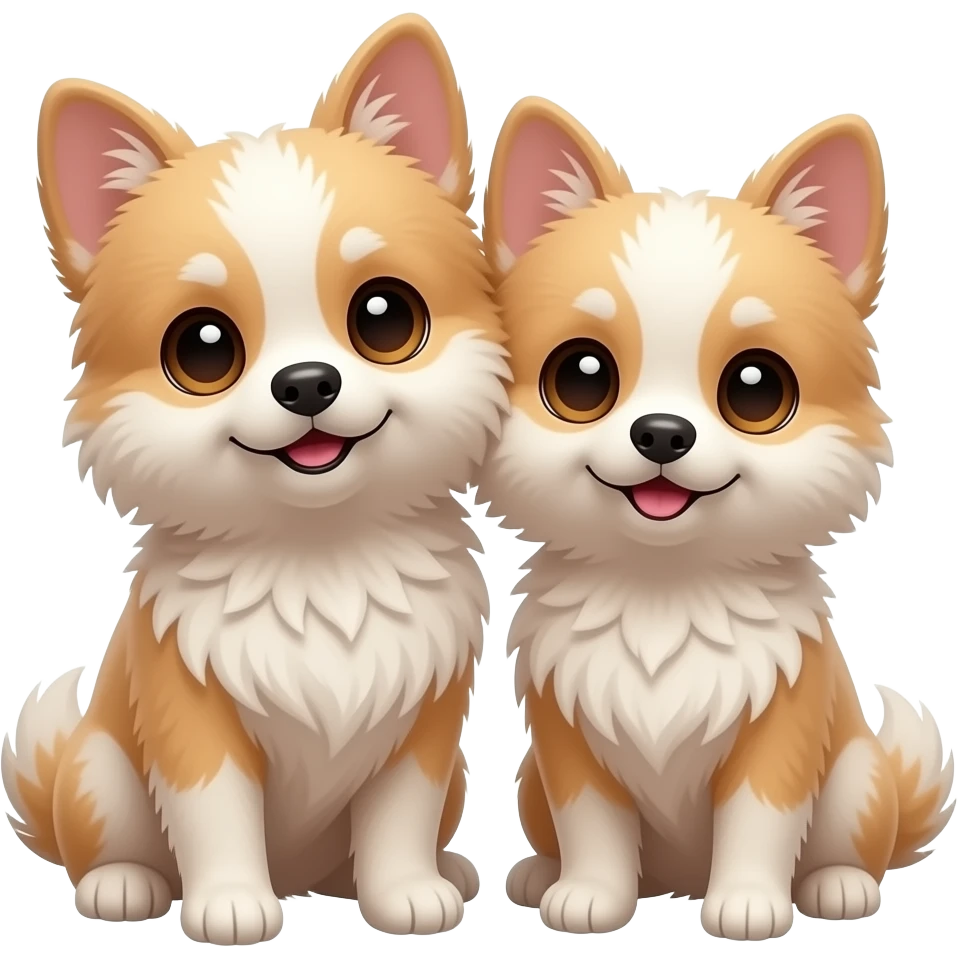 Very small fluffy cutty dogs together emoji