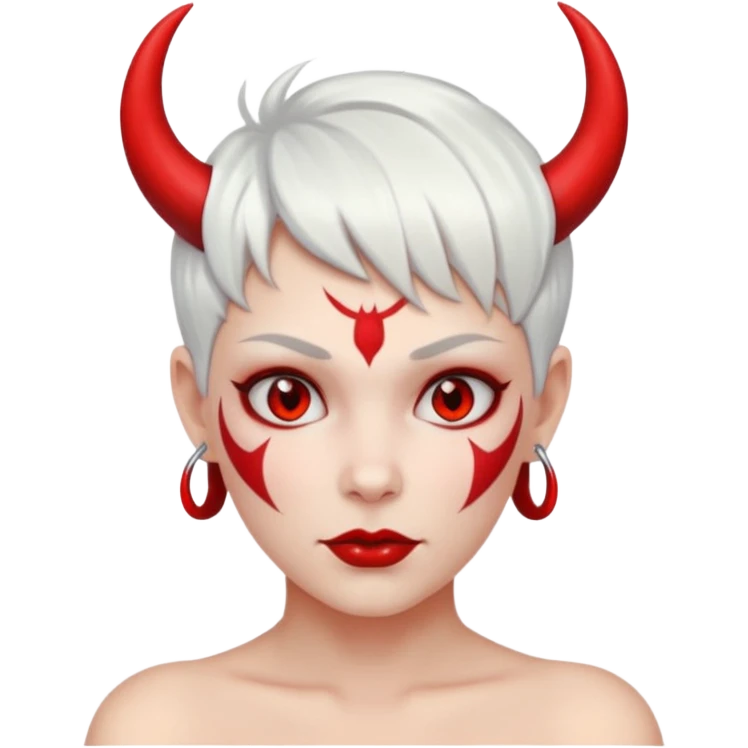 Devil woman in red with short white hairstyle emoji