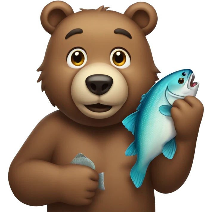 Bear with fish in his hand emoji