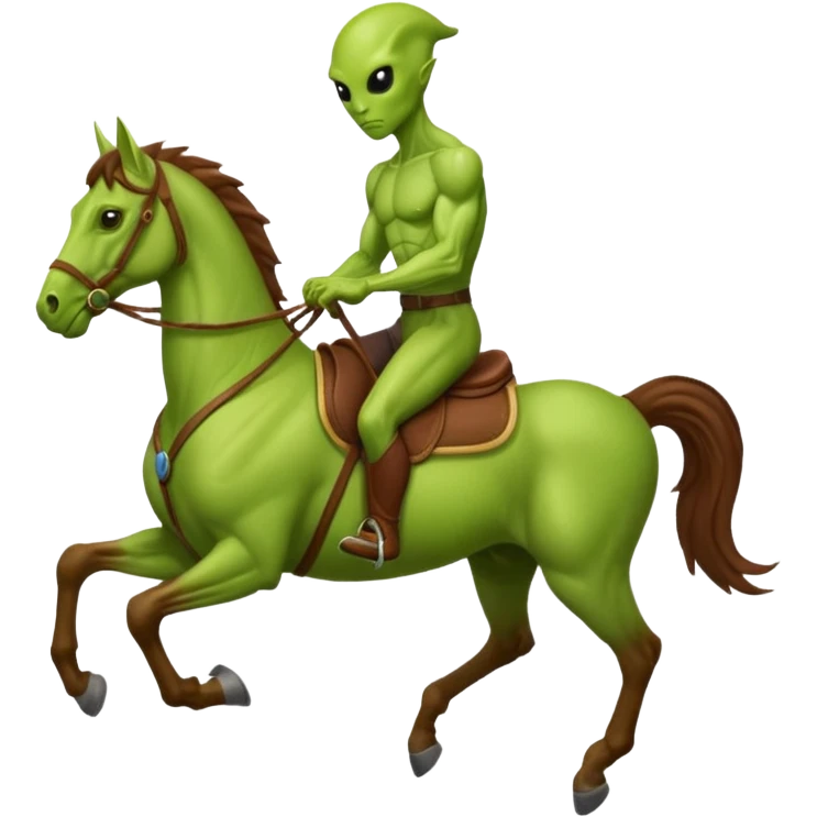green alien riding a horse emoji