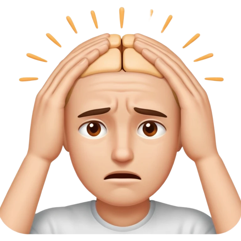 a headache hands on the  top of the head a pain expresion emoji
