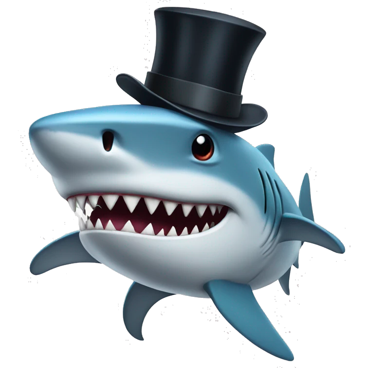 Shark with a top hat emoji