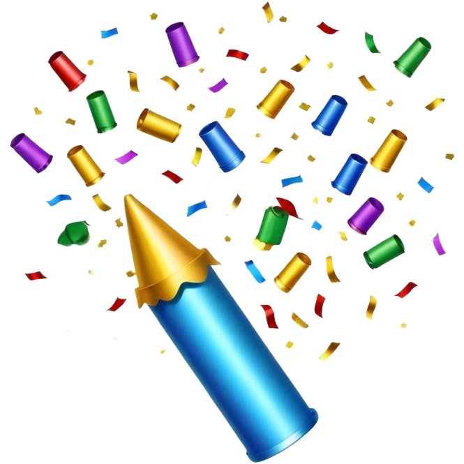 A celebratory final slide with confetti and party poppers emoji