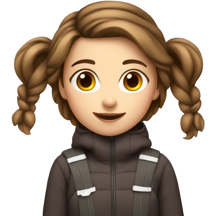 cute ski girl brown hair emoji