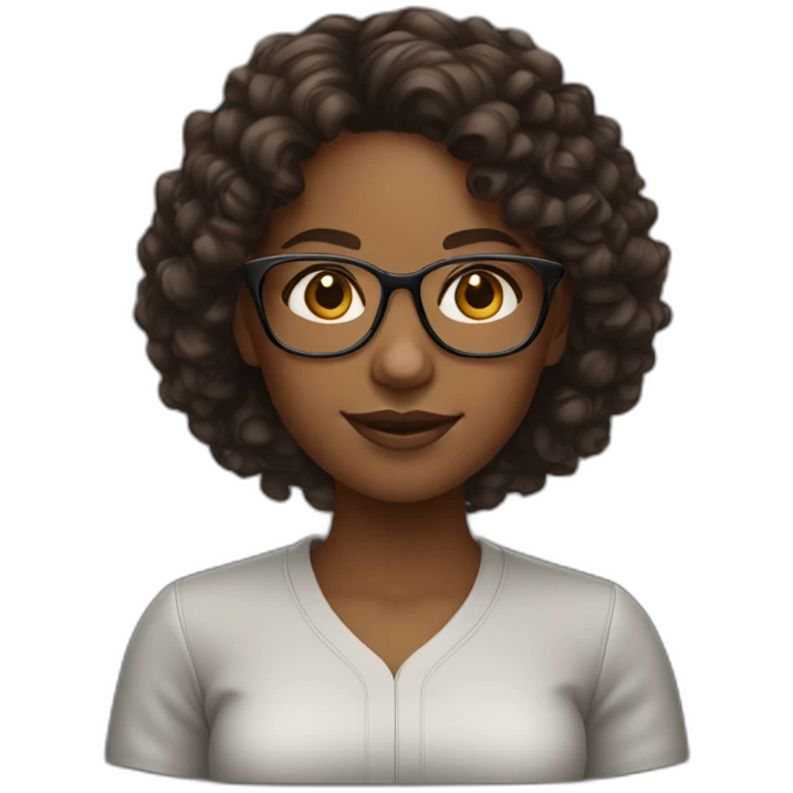 young black woman software engineer with eyeglasses with curly brown hair emoji