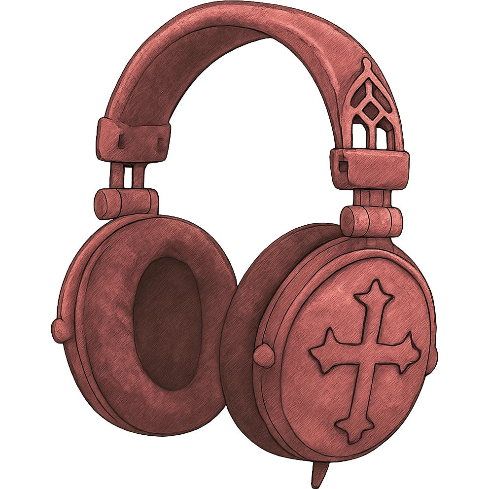 pink gothic headphones with velvet texture and cross motifs emoji