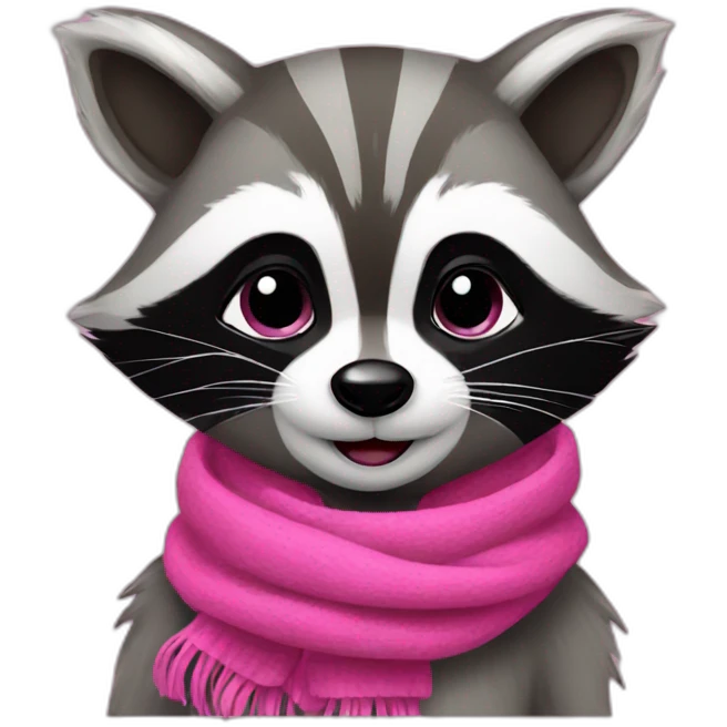 raccoon with a pink scarf emoji