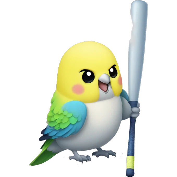 budgie with baseball bat emoji