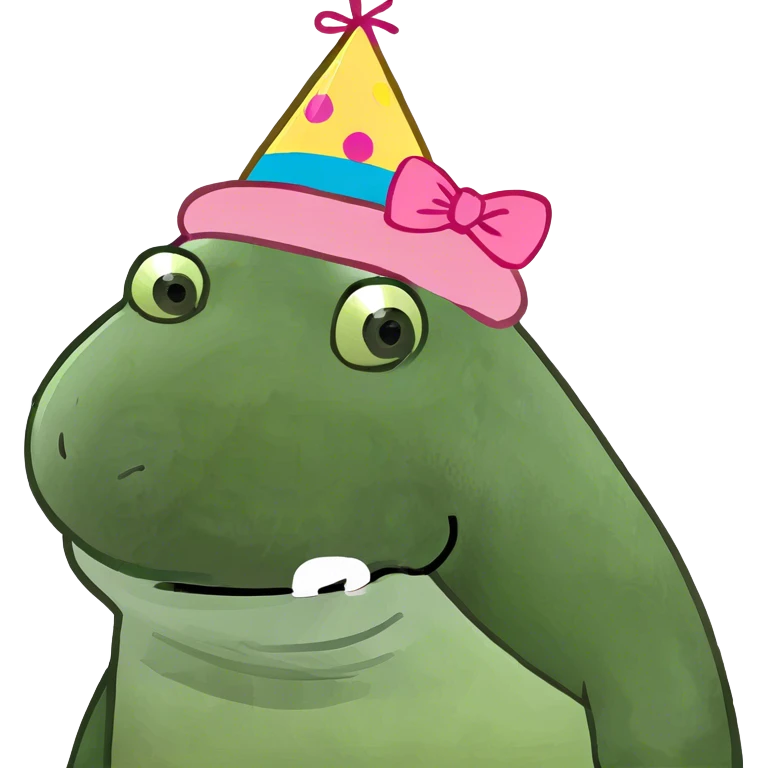 Manatee wearing a party hat pink  bows emoji
