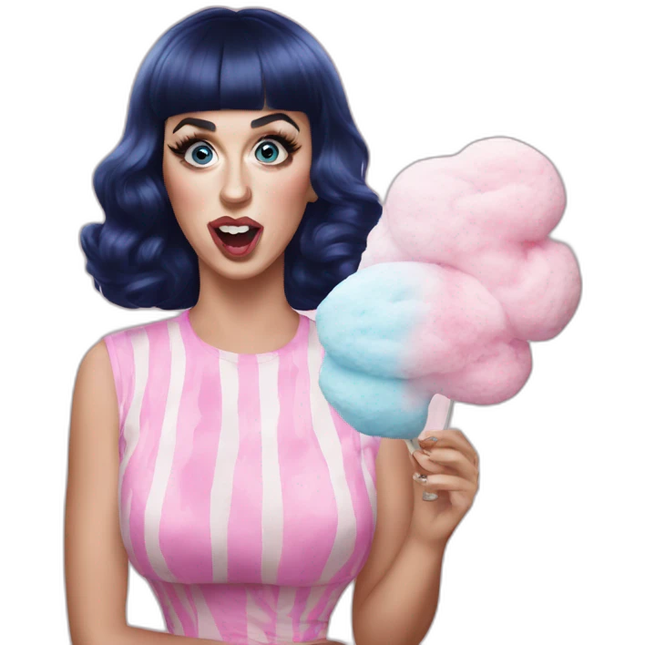 Katy Perry eating cotton candy emoji