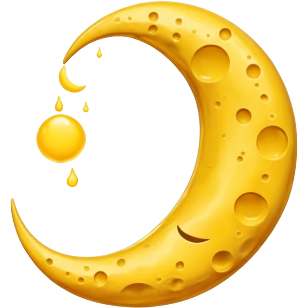 Melting waning crescent moon without any face and should in yellow colour emoji