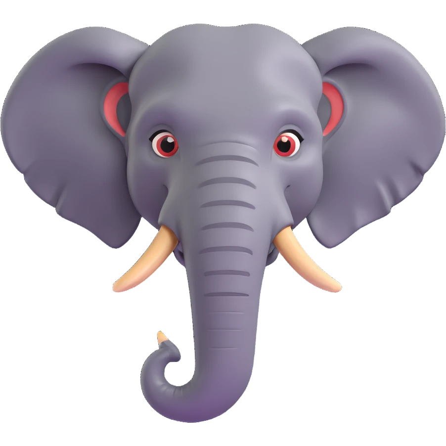 masculine elephant head, strong features, bold and confident expression emoji