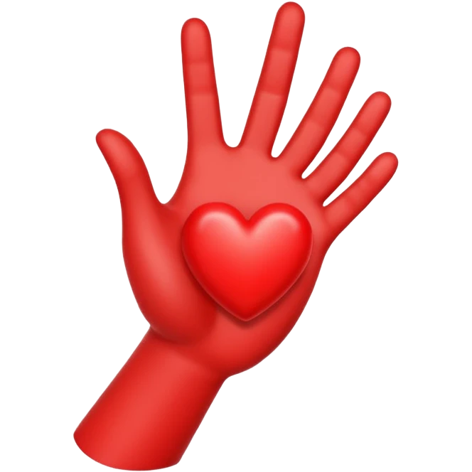 Hand heart emoji with a red heart inside emoji