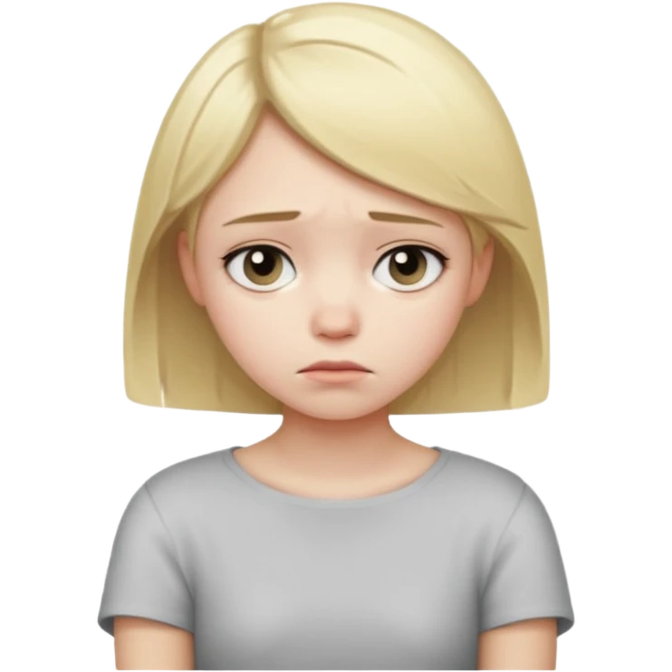 girl with short straight blond hair, looking sad and holding her shoulder emoji