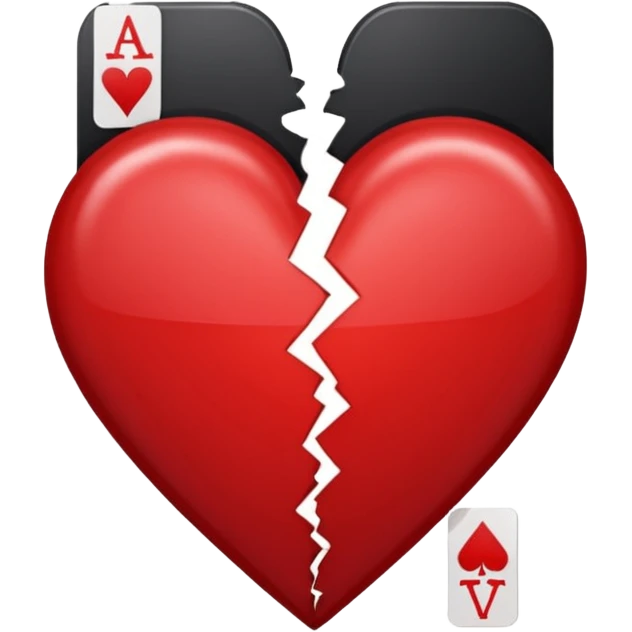 A ace of hearts playing card with a broken heart emoji