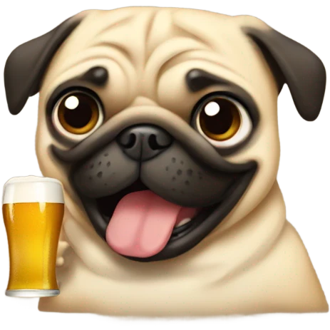 Pug with beer emoji