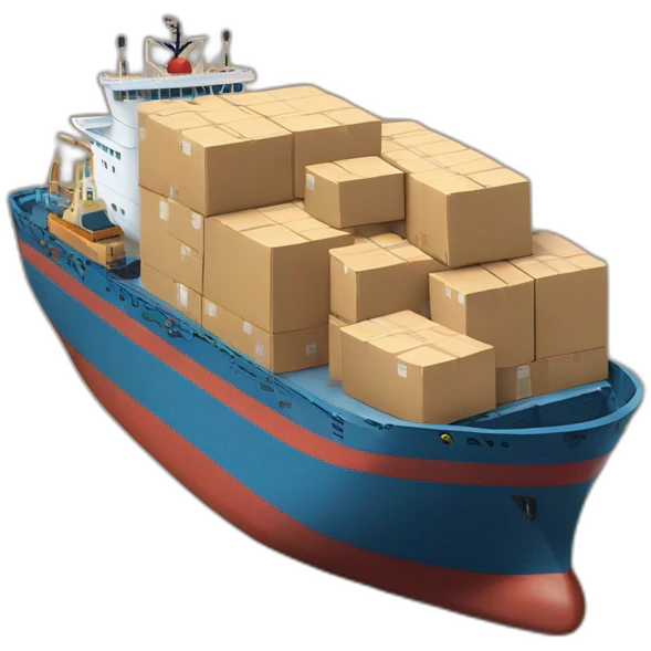Smiling Cargoship loaded too full of boxes emoji