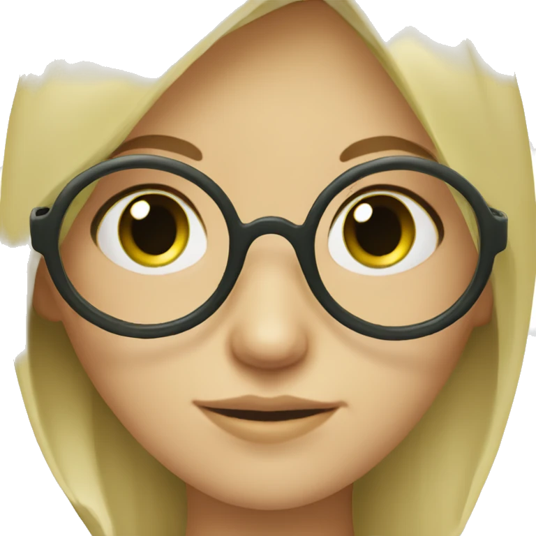 Blonde haired green eyed fair skinned girl with round glasses emoji