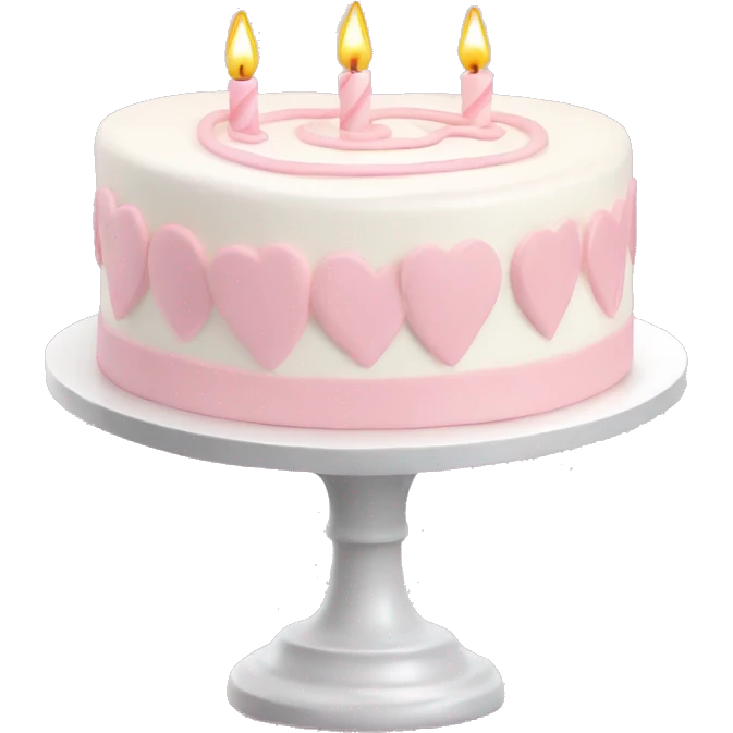 White birthday cake heart light pink emoji