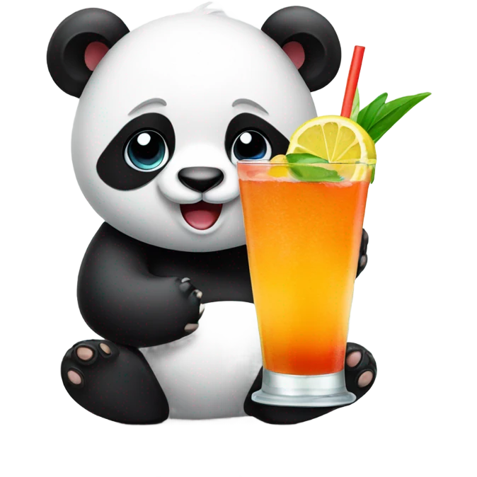 Panda with cocktail emoji