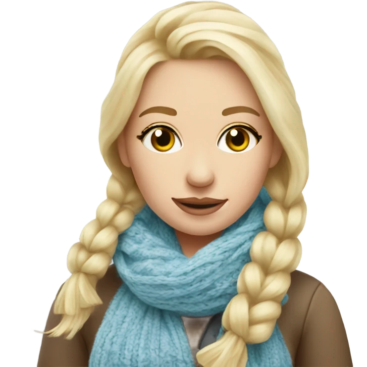 beautiful finnish blonde woman with eyes knitting flower scarf emoji