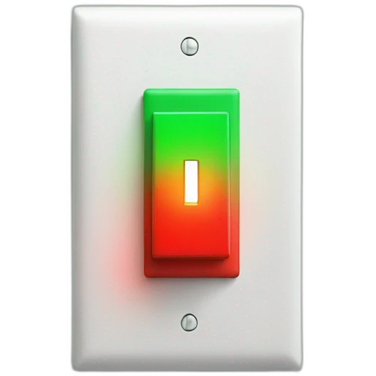 A big red light switch with a green and red light next to it emoji