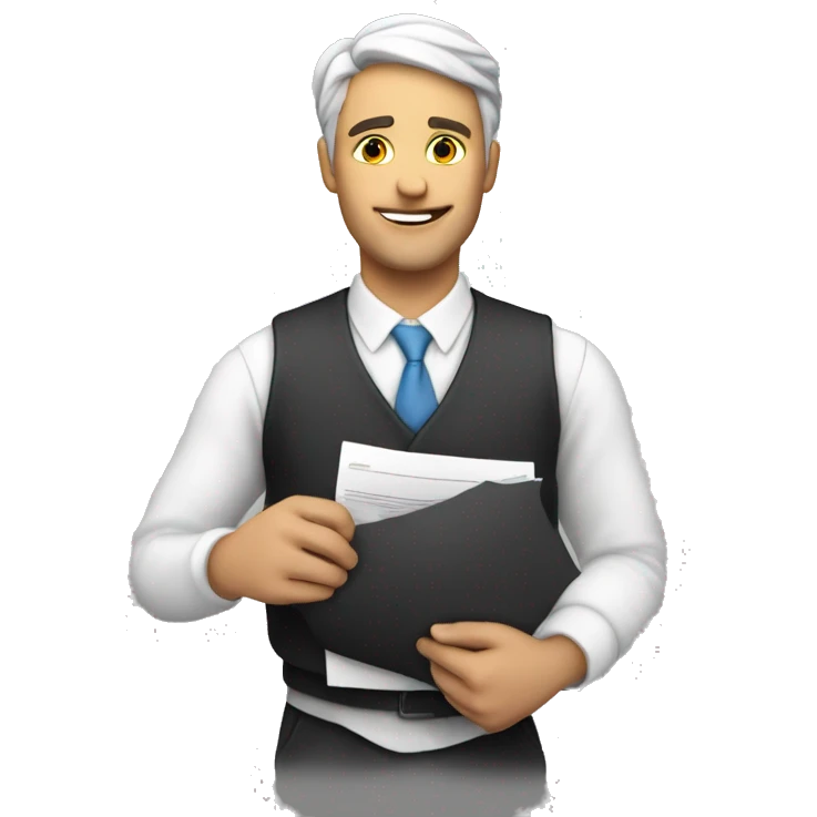 white Tendend who hold an signed contract in his arms emoji