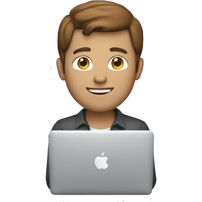 white man with brown hair working macbook emoji