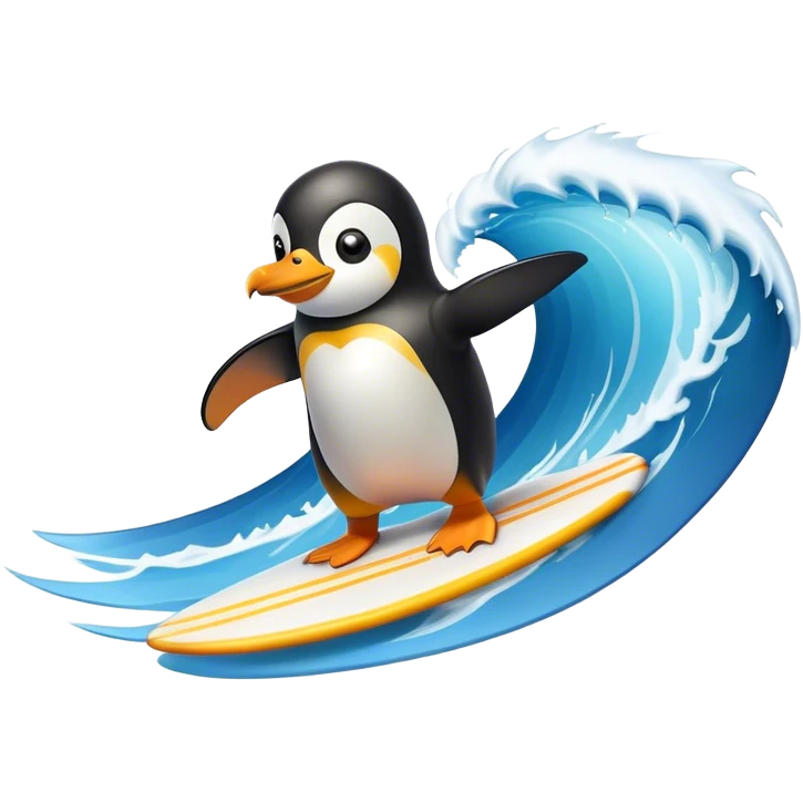 penguin big wave surfing emoji