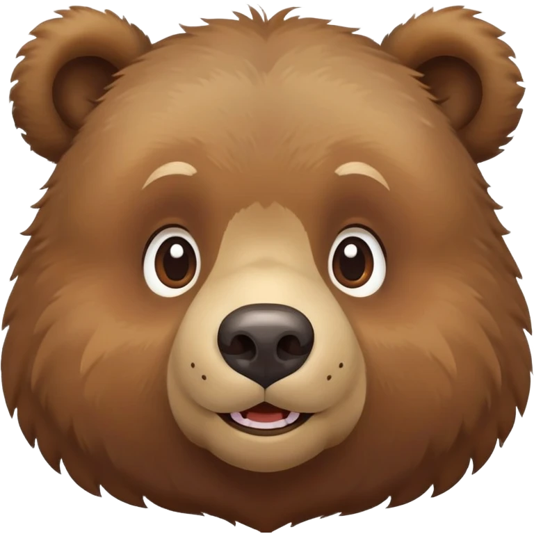 Cute Russian brown bear head, friendly expression, front view emoji
