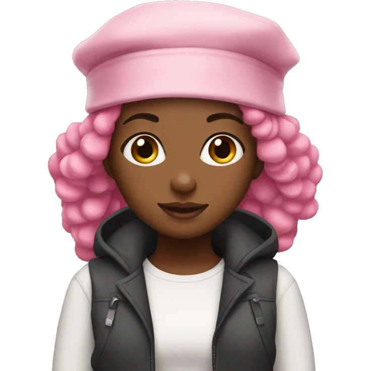 Black girl with pink hair bonnet  emoji
