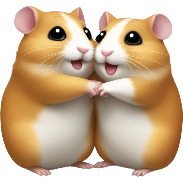 two happy hamsters hug emoji