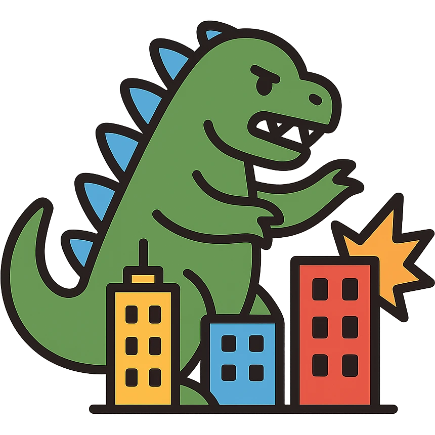 Godzilla attacking a city emoji