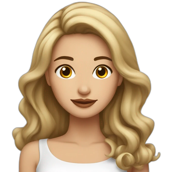 Mujer blanca cabello largo medio cafe rulos emoji