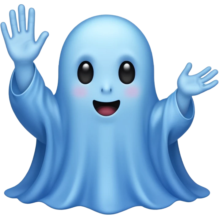 Cute blue ghost siéging heil emoji