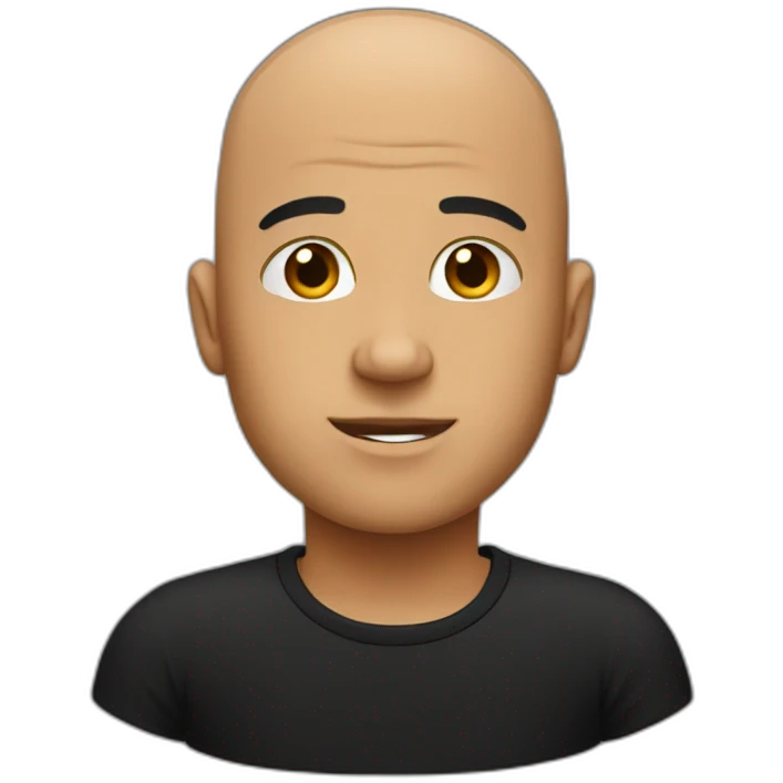 Bald guy with black t shirt emoji