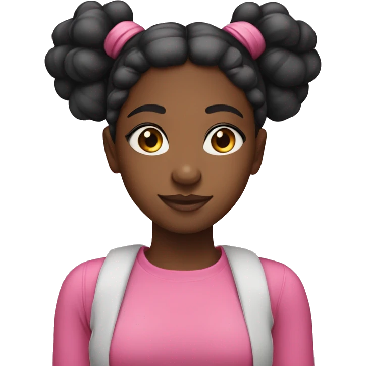 Pretty black girl with two buns and a pink shirt emoji