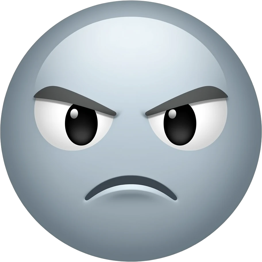 A gray circle whit serius face emoji