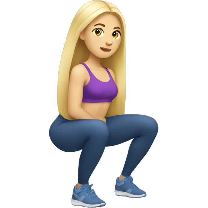Ukrainian woman with long blond hair doing squats with only leg emoji